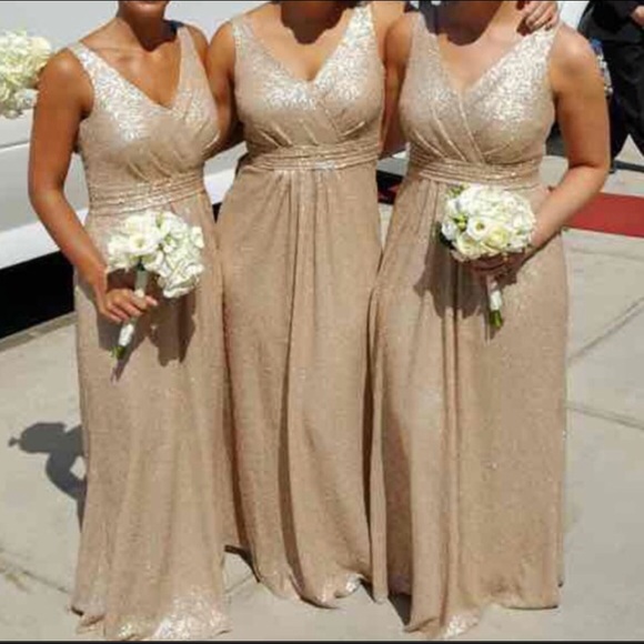 sorella vita gold sequin bridesmaid dress